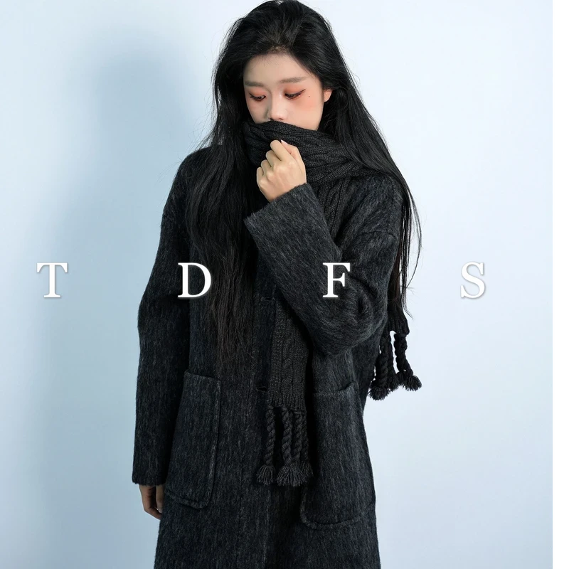 【MGF】翻领秋冬蝙蝠袖不褪色毛呢外套宽松双面上衣呢大衣