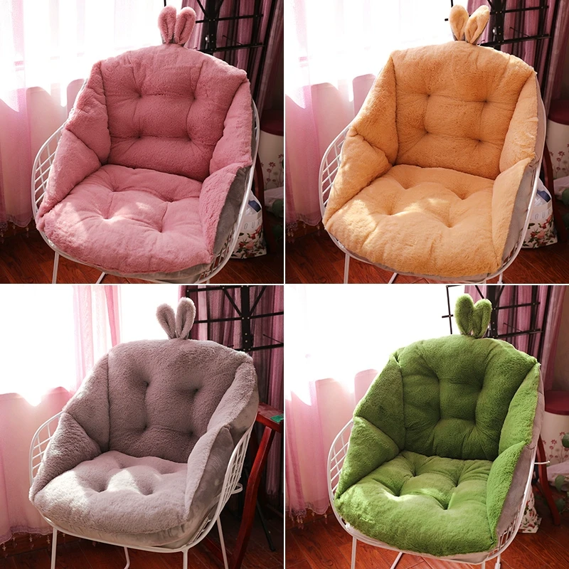 坐垫办公室久坐靠垫一体冬季椅子座椅垫护腰靠背毛绒电脑椅屁股垫