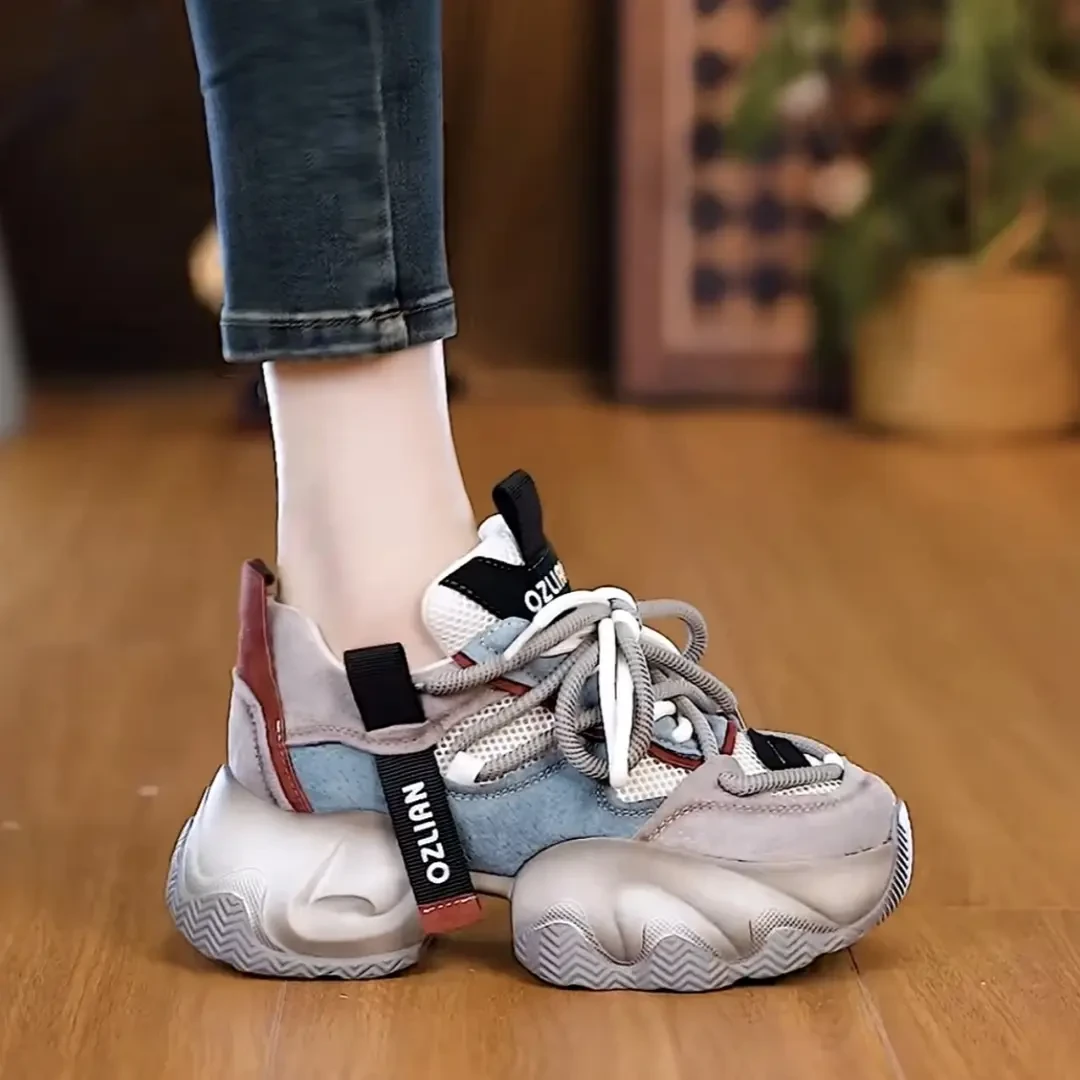 2025春夏新款透气老爹鞋女时尚百搭厚底休闲潮流运动鞋