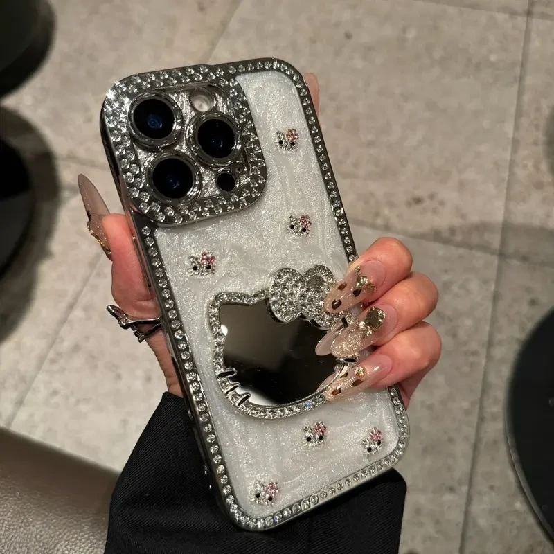 高级感立体滴胶猫咪镜子适用苹果iPhone16Promax手机壳15pro新款