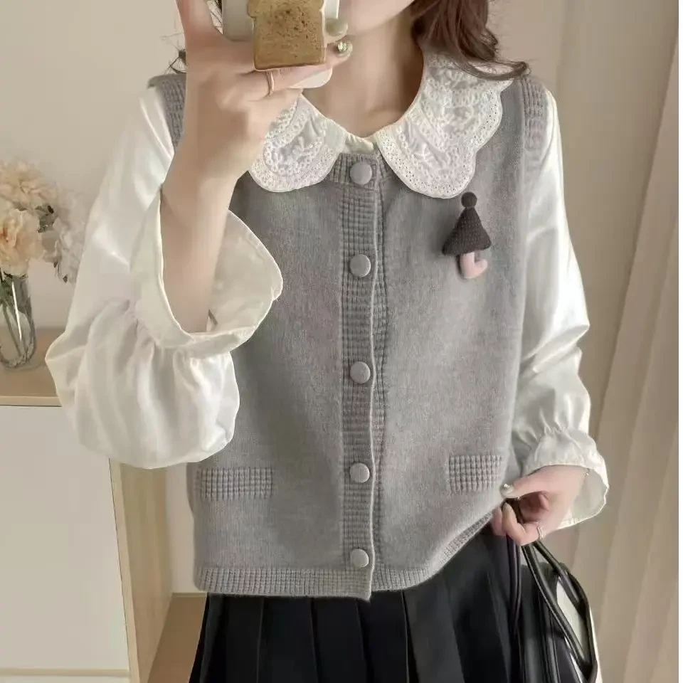 小个子甜妹针织马短款春秋外搭温柔软糯减龄显瘦叠穿小马夹女