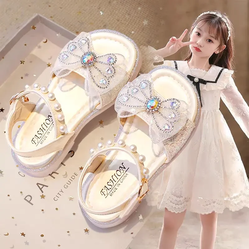 女童凉鞋公主鞋2025新款夏季儿童鞋子蝴蝶结软底宝宝小女孩夏天鞋