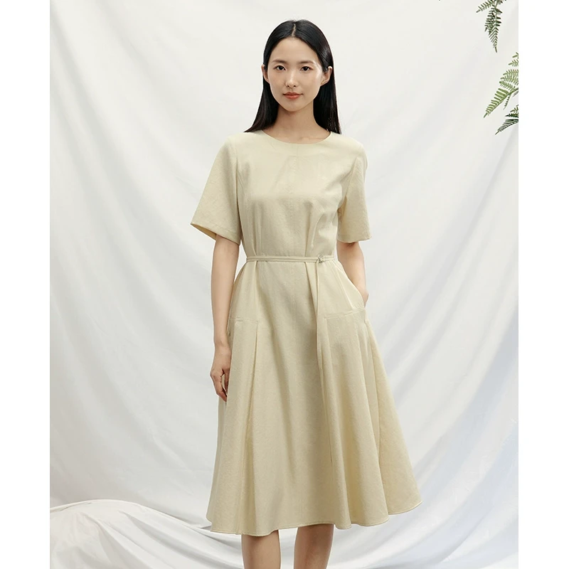 【新品】BEANPOLE滨波  2025春夏女士基础款圆领连衣裙BF5371Z18