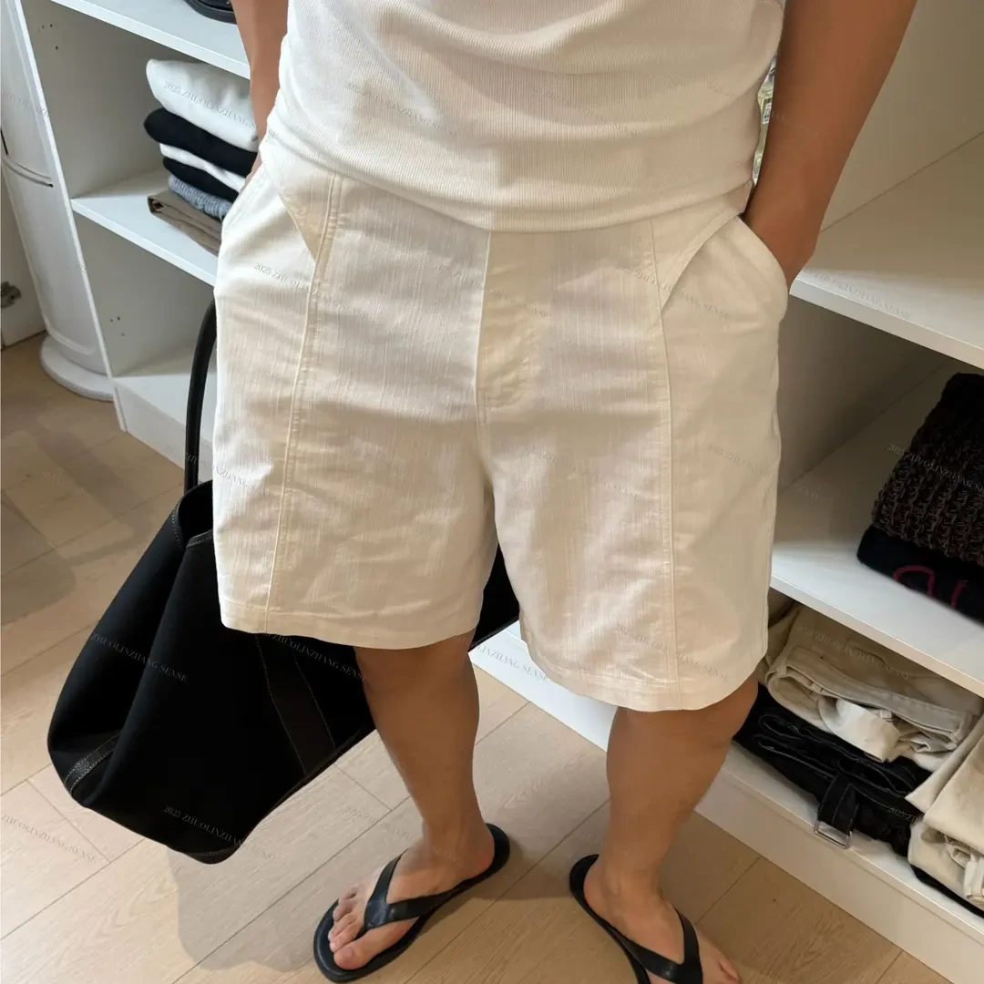 ZHUOLINZHANG / 新贵老钱直腿休闲裤中腰微宽松显高百搭直筒短裤