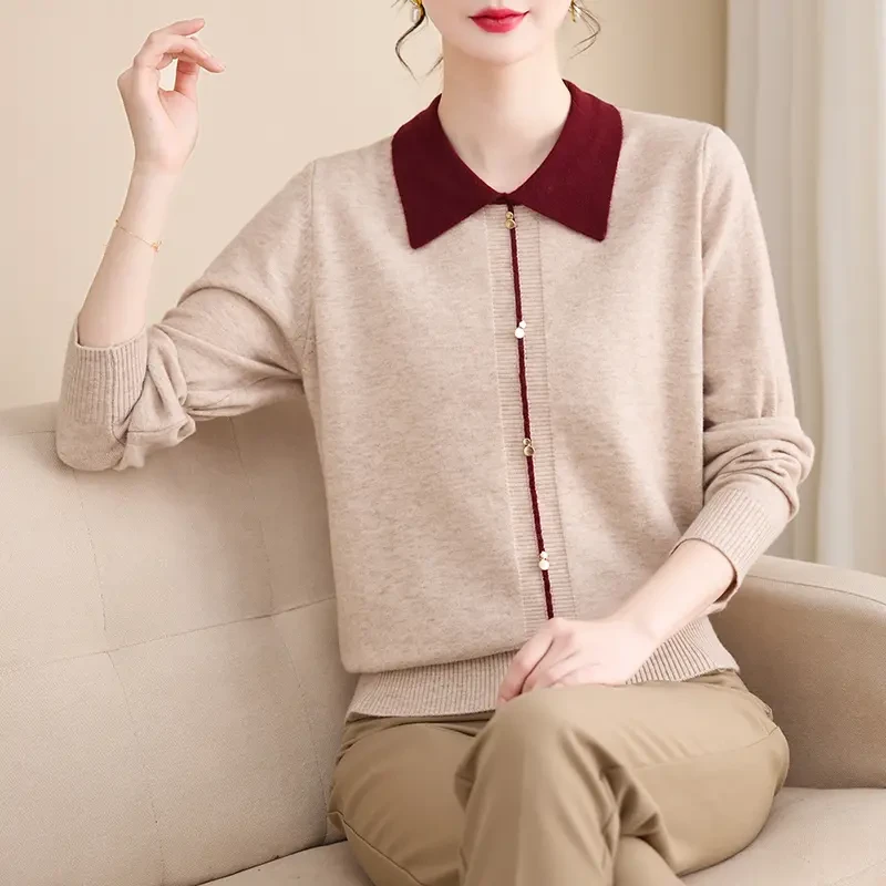 中老年气质春季新品上衣2505春秋长袖翻领时尚百搭妈妈装T恤衬衫