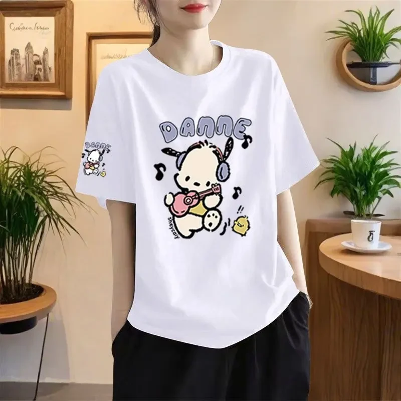 夏季新款短袖纯棉薄款上衣女大码打底衫圆领洋气胖mm显瘦宽松T恤