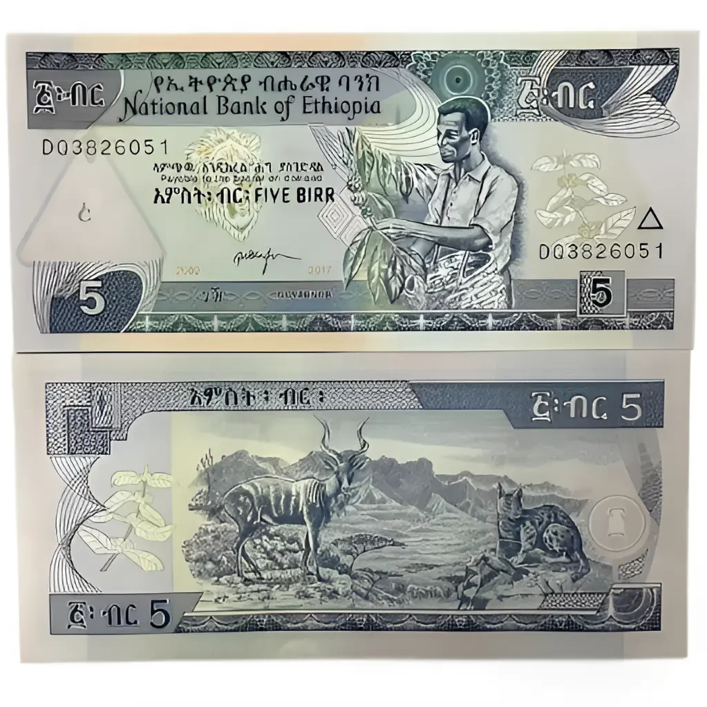 非洲 埃塞俄比亚5比尔全新UNC纸币 外国国家钱币真币收藏