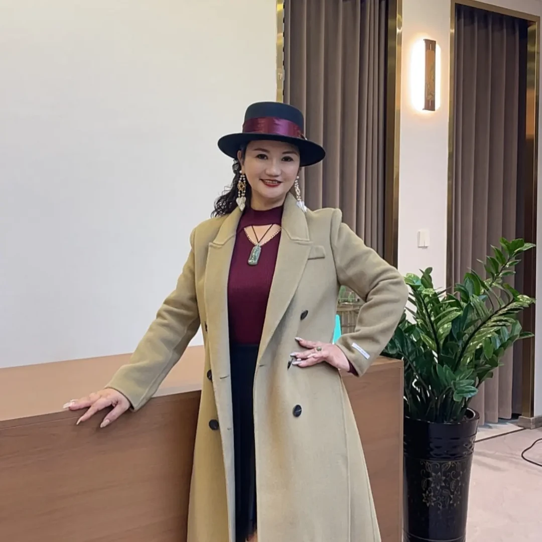 秋冬新款双面正肩中长款气质时尚大衣