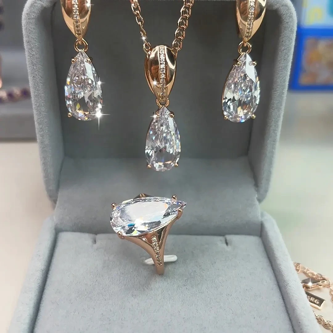 钛钢项链 锁骨链铜合金水滴锆石项链轻奢时尚女士精致百搭项链