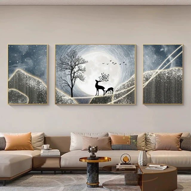 晶瓷画立体镶钻壁画客厅装饰画挂画现代沙发背景墙面画轻奢三联画