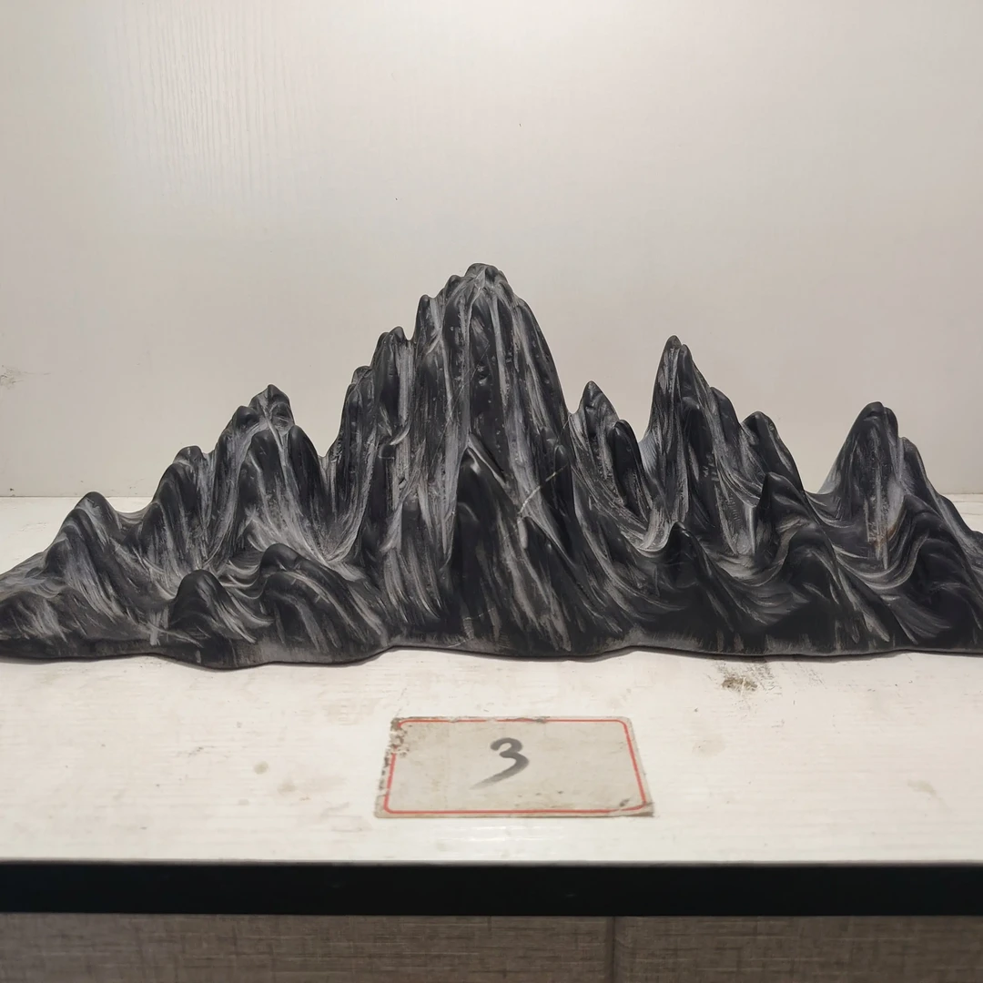 天然灵璧石雕刻山峰摆件，长度43，高度13，厚度12cm