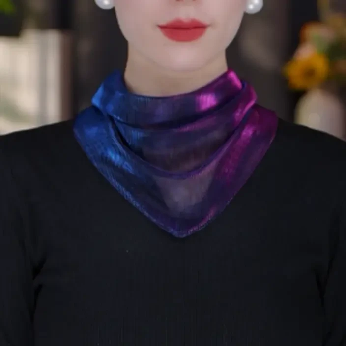 【四季】【炫彩贝珠三角巾】新款护颈洋气出游头巾装饰围巾春秋气质款
