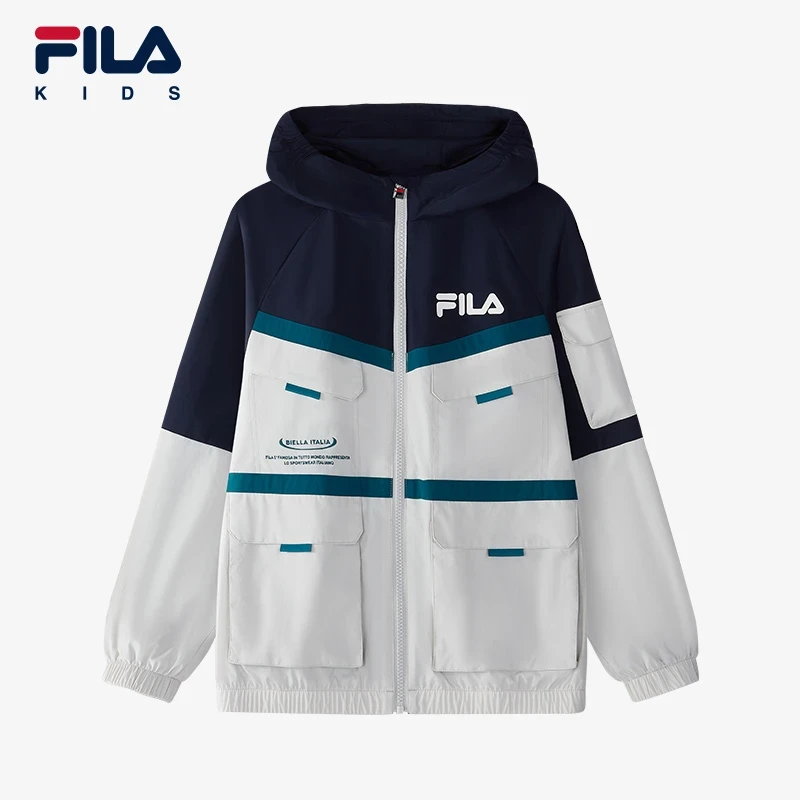 FILA斐乐儿童正品2025年秋季中大童防风舒适梭织外套K12B511705F