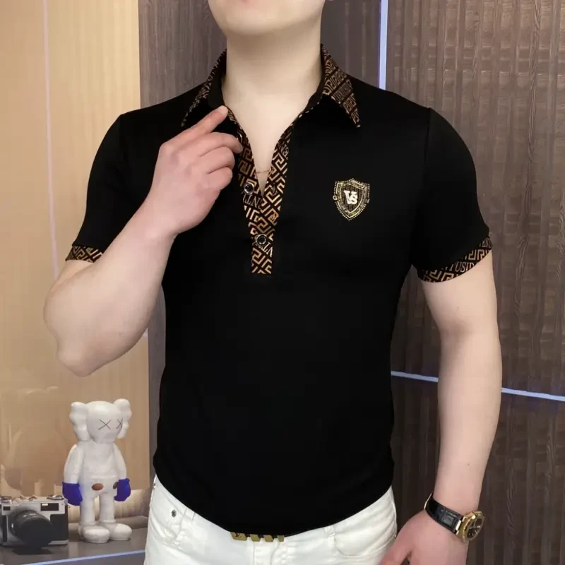 2025夏金黑金富豪男士Polo衫男士翻领轻奢时尚休闲夏季半袖潮流