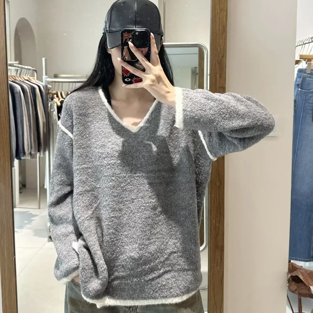 圆领薄款针织可机洗条纹衫老钱风宽松型