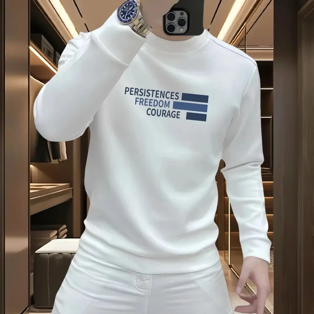 打底衫长袖休闲秋冬卫衣潮流男女款卫衣加绒字母圆领