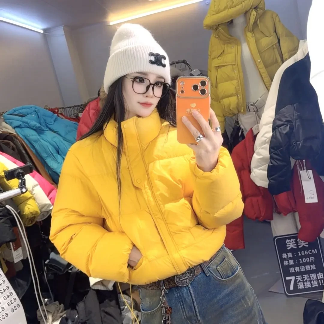 【C度笑笑力推】8978新品时尚小众立领短款白鸭绒羽绒服
