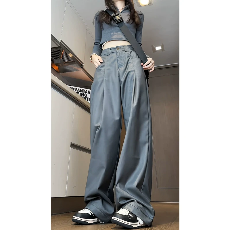 那不勒斯阔腿西裤男款痞帅垂坠感高级感裤子cleanfit冰丝休闲长裤