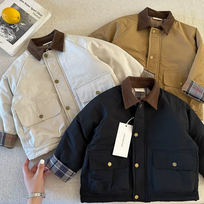 儿童棉衣男外穿秋冬小童棉袄夹棉潮牌宝宝纯色棉服女外套