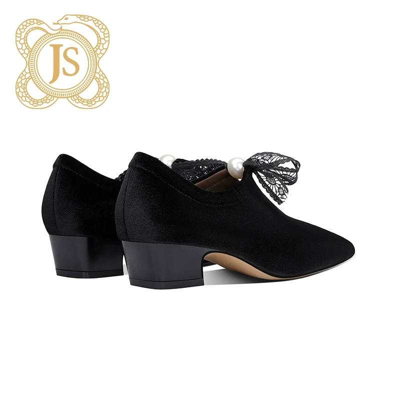 已开价，1577D525217尖头蝴蝶结女鞋轻奢高级感别致珍珠单鞋粗跟