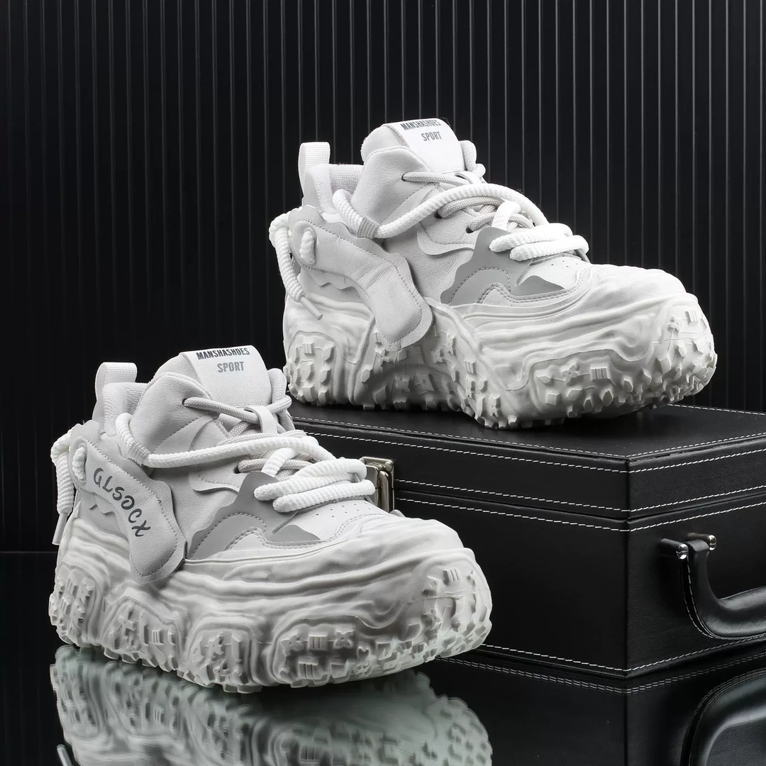 加绒男鞋2024冬季新款复古做旧潮流厚底增高老爹鞋男款运动休闲鞋