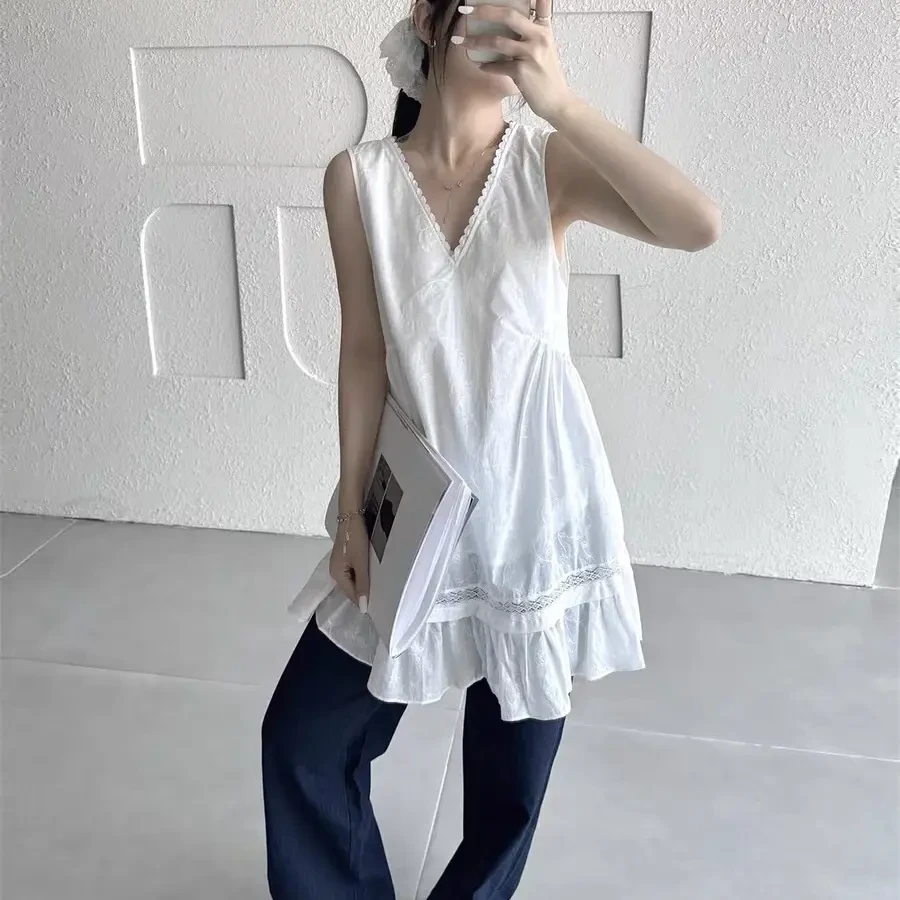 ASY～纯色V领工字连衣裙女