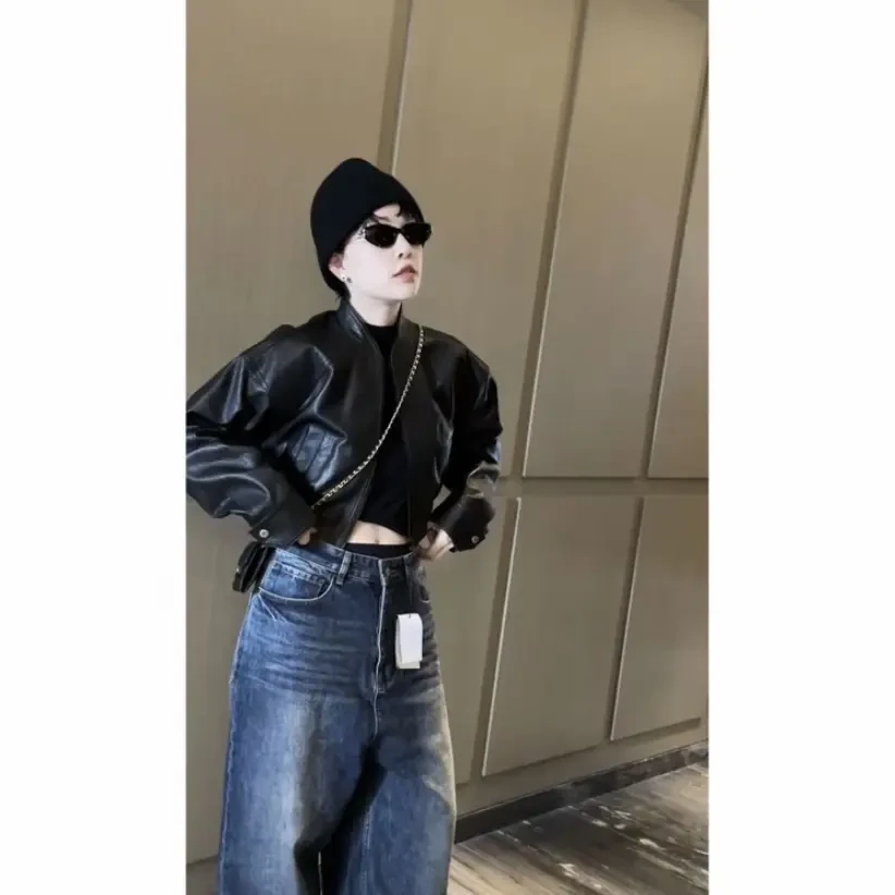 《顶配老板娘自留款》27192气质外套女装羊皮真皮上衣宽松百搭