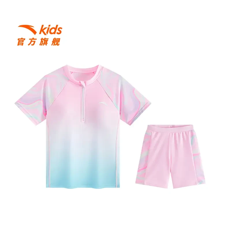 安踏儿童女童分体泳装2025四季款透气防晒青少年速干女童夏装