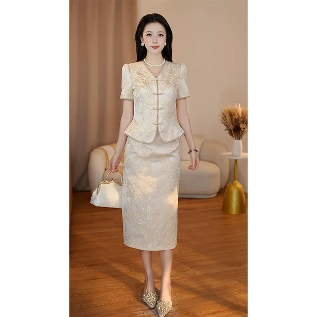 【现货】苏雅玉【锦绣年华】订婚宴礼服喜妈妈新中式提花国风套装