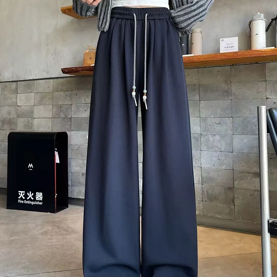 【休闲抽绳卫裤】秋冬新款女式慵懒松弛高腰抽绳运动拖地休闲卫裤