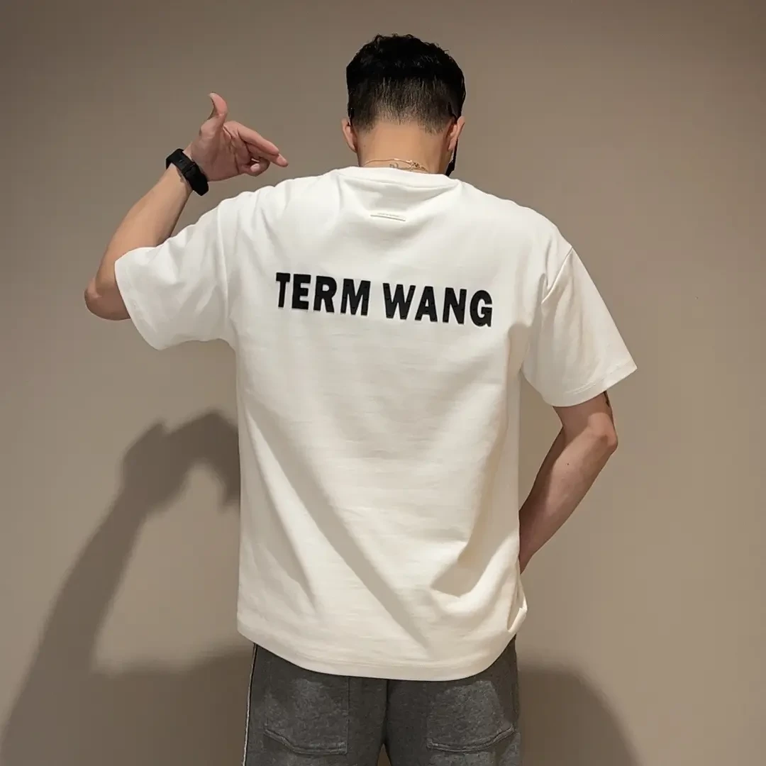 夏季爆款高能高棉感宽松字母印花男士百搭圆领冰感透气短袖T恤