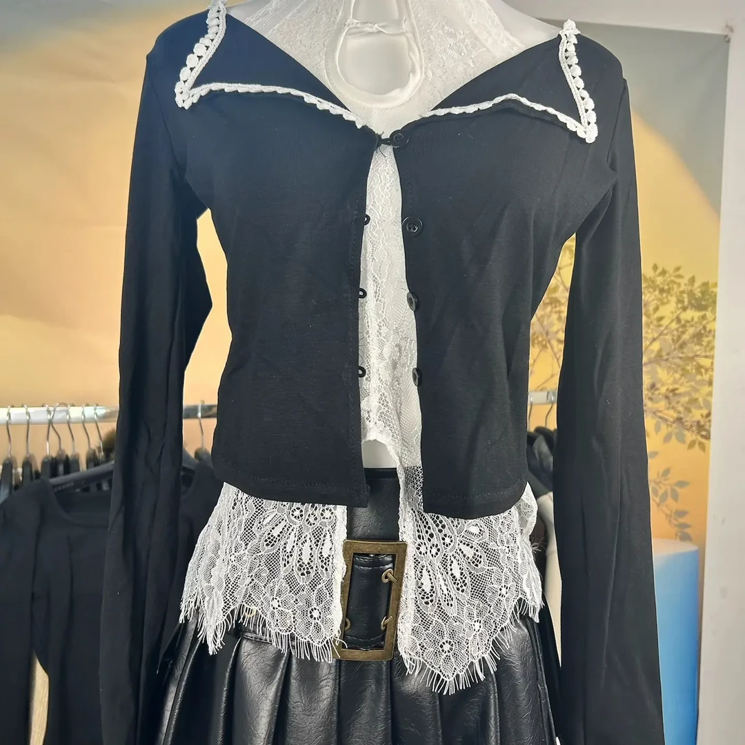 纯欲气质蕾丝挂脖针织上衣百褶裙套装小香风显瘦秋季裙