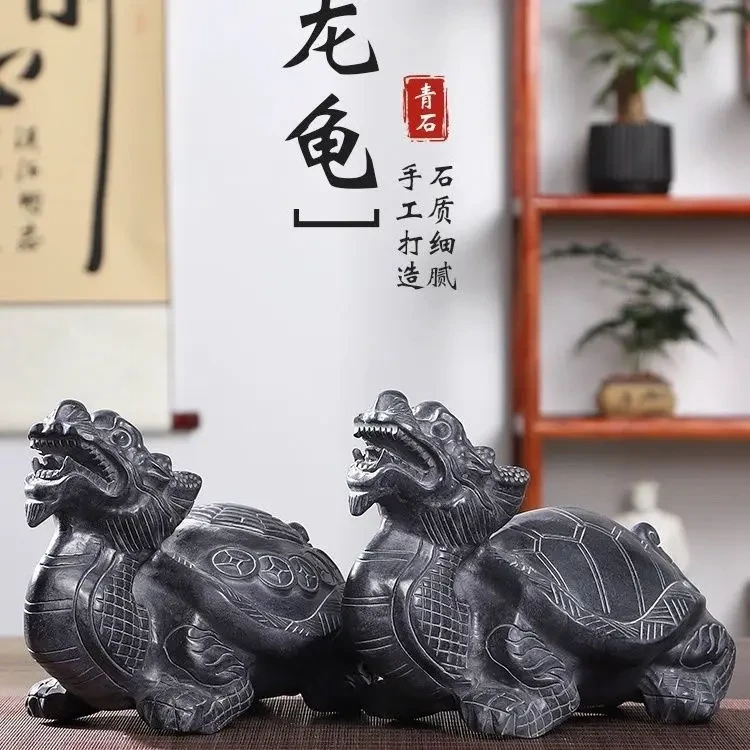 龙龟摆件招财吐水石雕青石八卦龙龟貔貅赑屃霸下石材工艺品雕刻