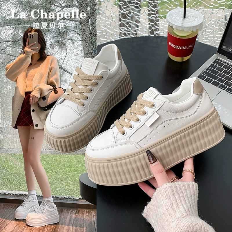 La Chapelle/拉夏贝尔2025新款春季透气爆款厚底百搭休闲运动板鞋