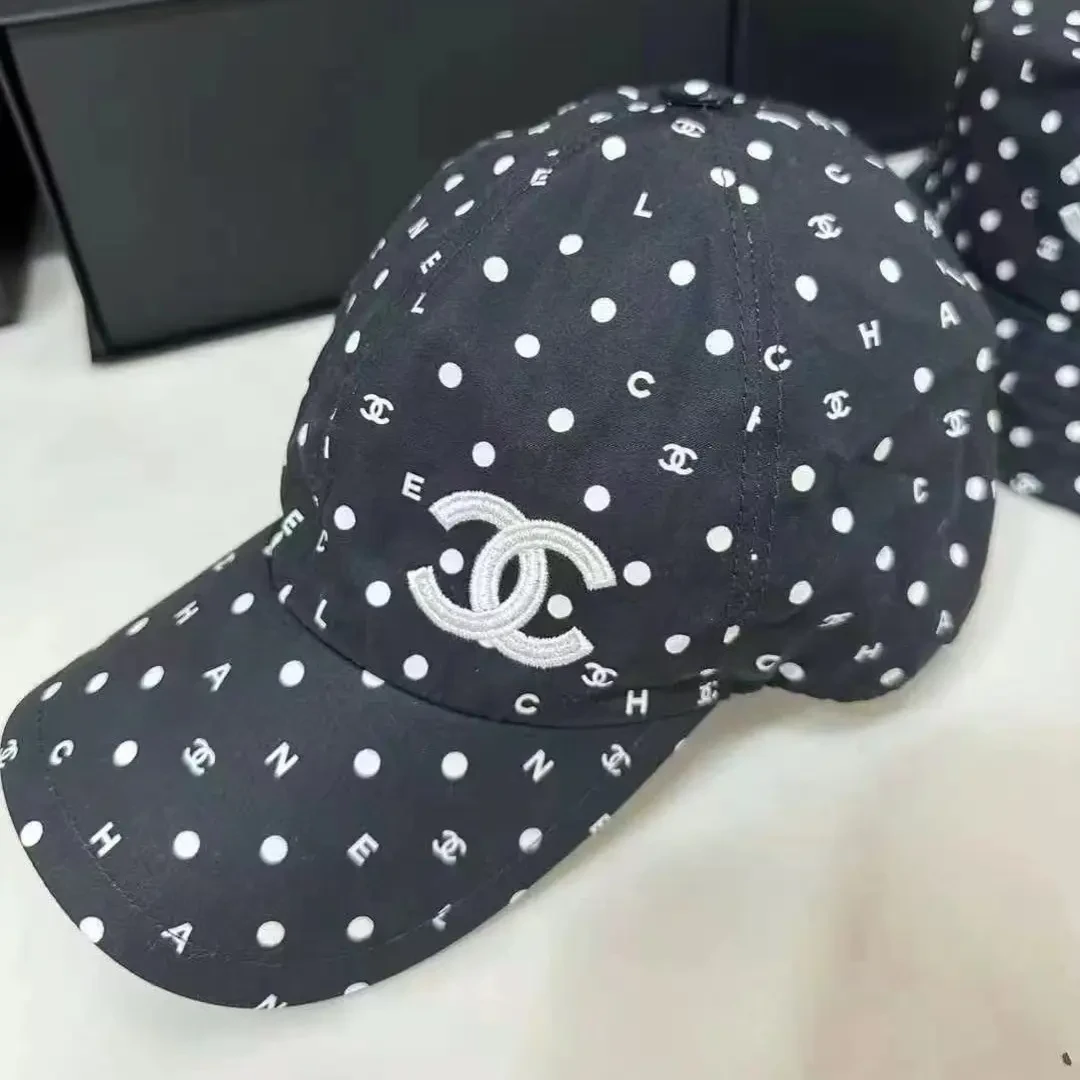 未使用 Chanel/香奈儿 24p黑白刺绣波点logo棒球帽鸭舌帽