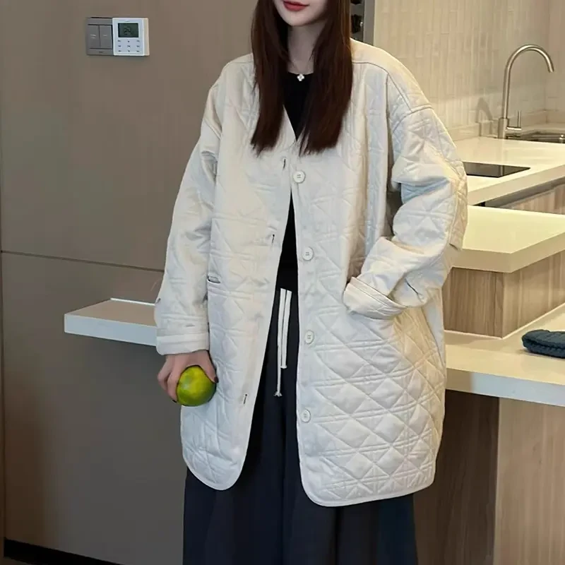 韩系纯色潮流保暖棉服女2026冬季新款韩系百搭极简风棉袄长袖外套