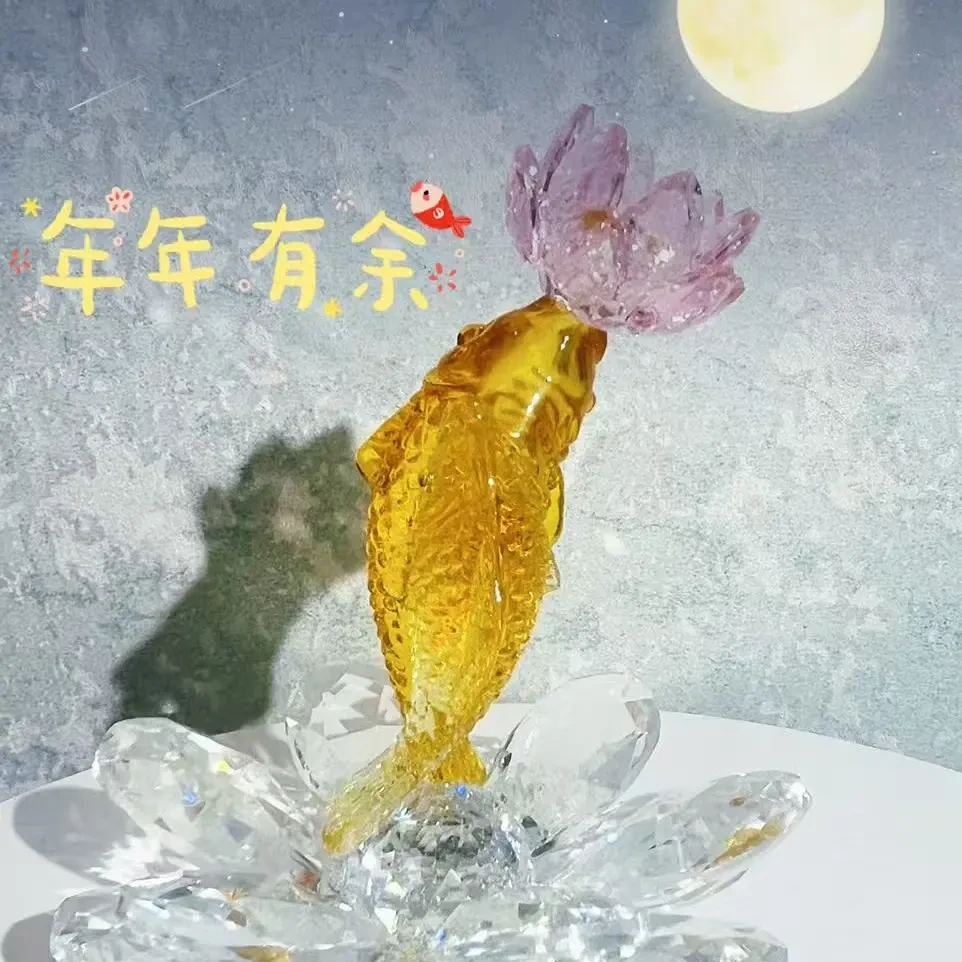 水晶花好运莲莲莲花创意家居装饰品适合玄关酒柜摆放