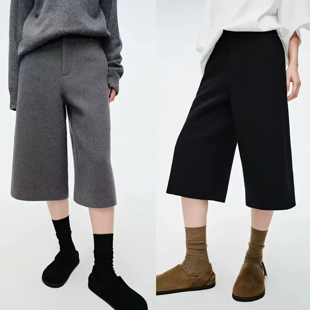 E LATE ENCOUNTER极简高级感松紧腰七分裤秋冬休闲百搭