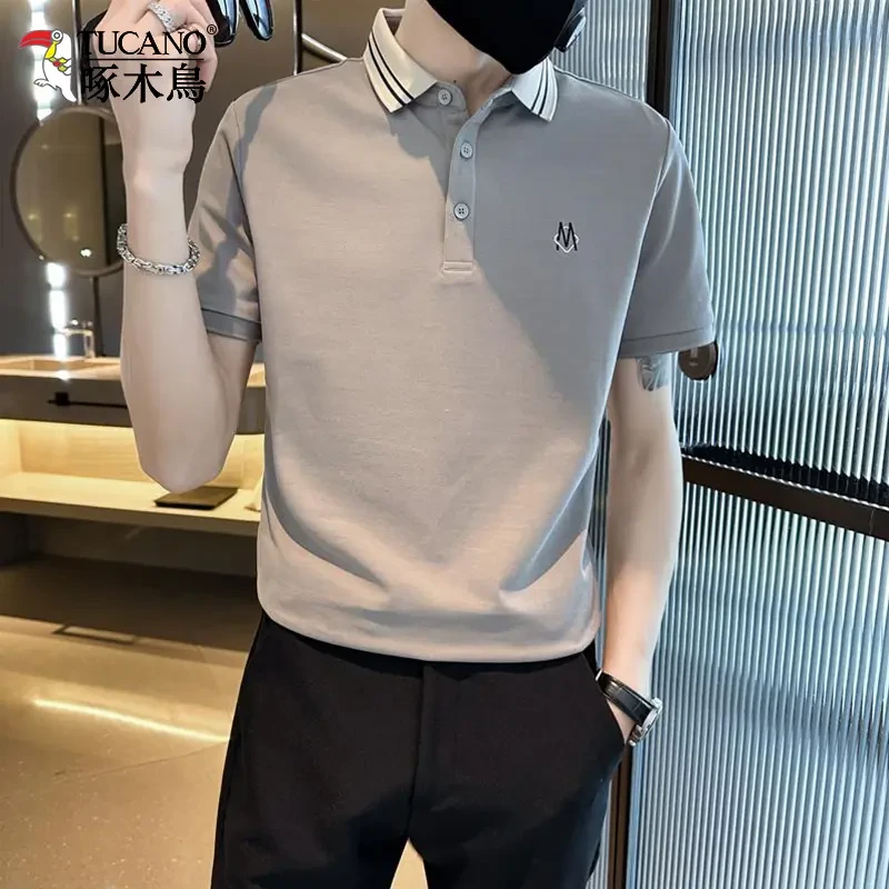 啄木鸟时尚百搭男士短袖T恤夏季新款翻领polo衫男半袖薄款男装