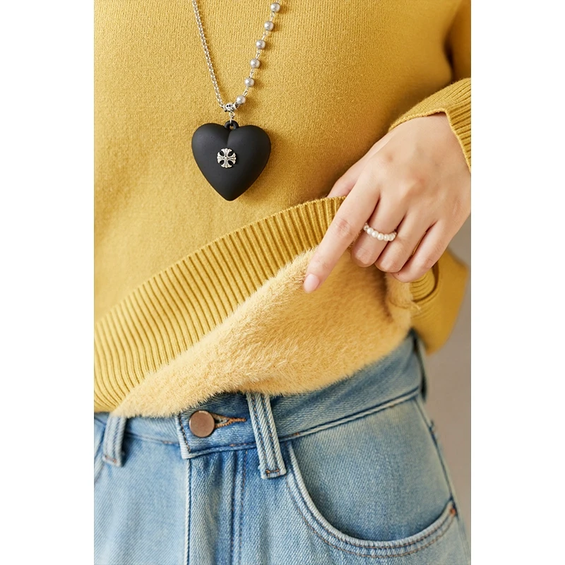 谜秀冬季加绒加厚高领针织衫软糯别致保暖打底上衣秋冬款品质女装