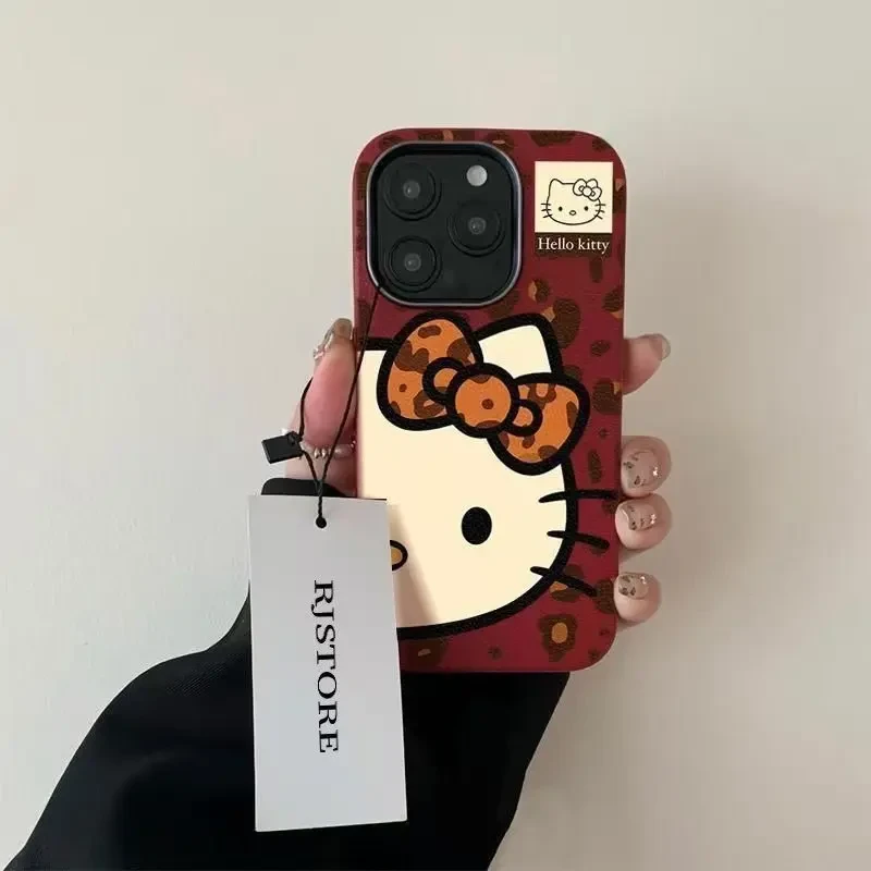 豹纹凯特猫适用苹果16ProMax花样手机壳iphone15/14金属框13/12壳