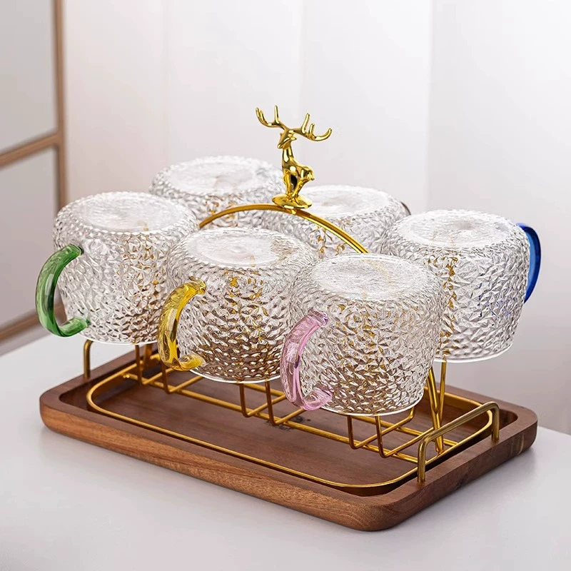 玻璃杯水杯家用套装耐高温泡茶杯喝水杯子轻奢茶杯高级感水具套装