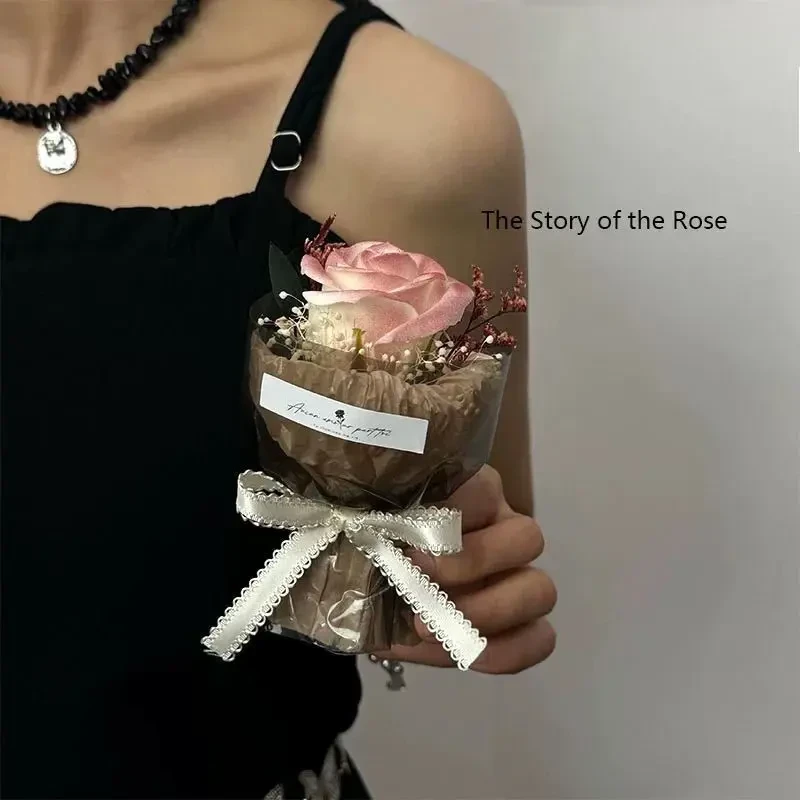 迷你口袋见面小花束玫瑰向日葵永生花仿真花伴手礼生日礼物装饰