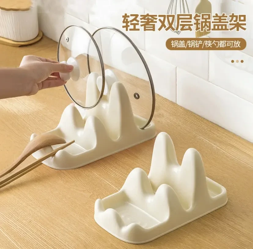 多功能创意双层厨房锅盖架台面锅盖菜板收纳锅铲汤勺筷子置物架