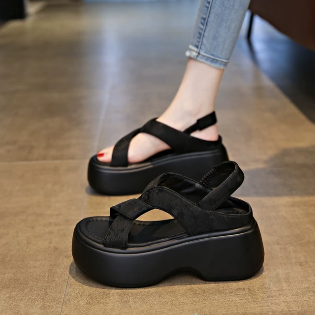 高跟凉鞋女士2025新款夏季时尚配裙子厚底松糕增高中式国风沙滩鞋