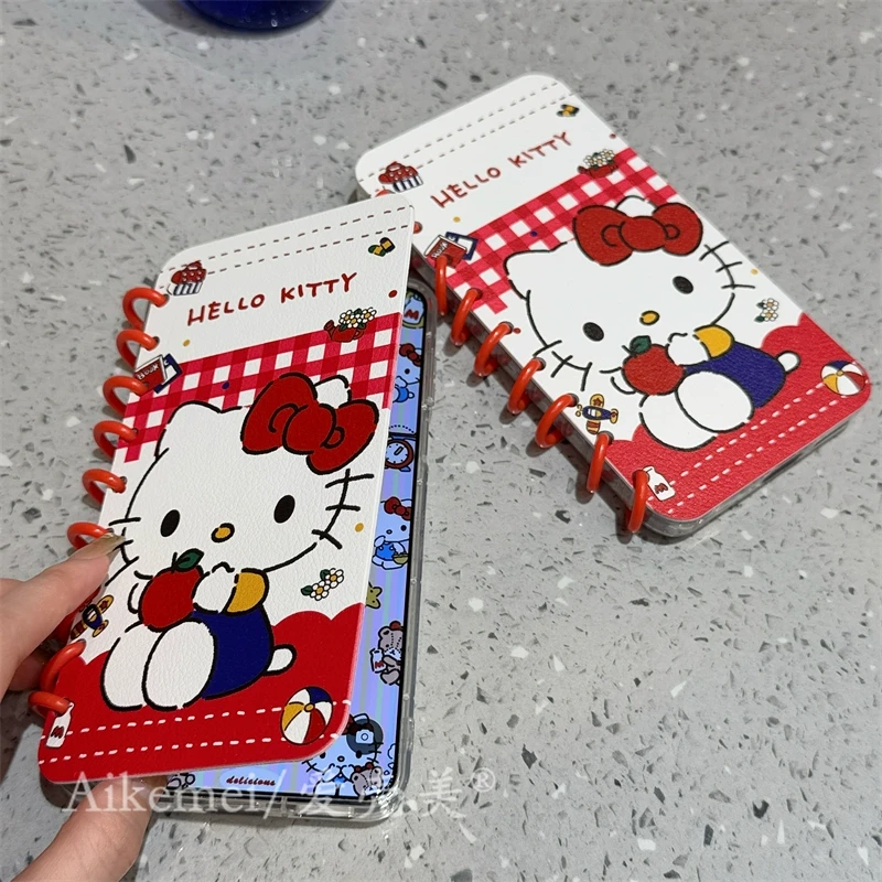 适用华为mate70pro+手机壳可爱格纹Kitty猫mate60pro翻盖笔记本女