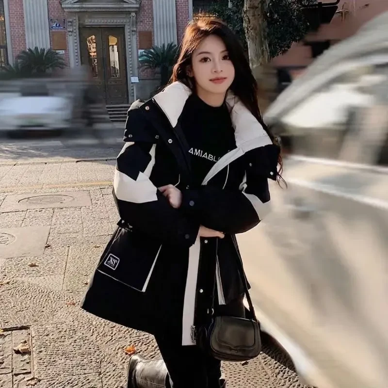 2025年新款中长款时尚洋气宽松派克服工装棉衣棉袄加厚冲锋衣外套