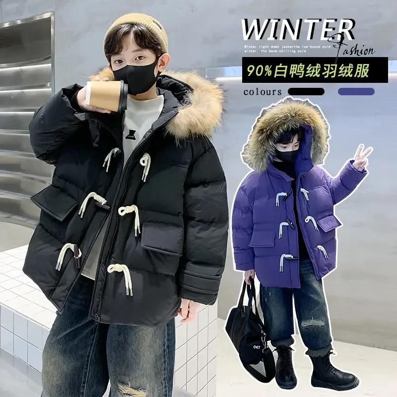 KL33男女童羽绒服冬季连帽中大童短款外套