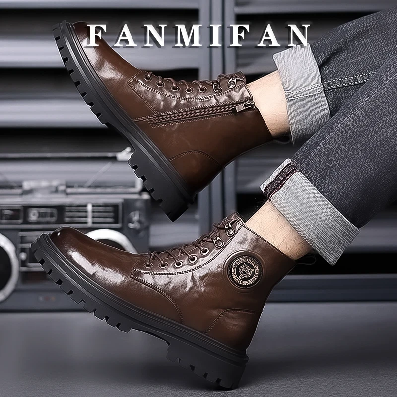 【高端定制】2025秋冬新款 轻奢品质 优质牛皮 加绒内里 马丁靴