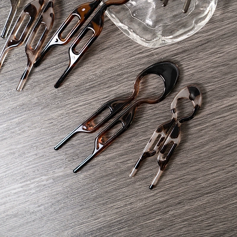 Zang又一雪 简约半透小鱼发簪 树脂百搭丸子头盘发U型发钗多功能